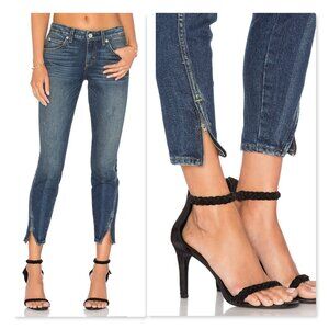 AMO Twist Zip Denim Jeans Womens 27 in Sapphire Blue Wash
